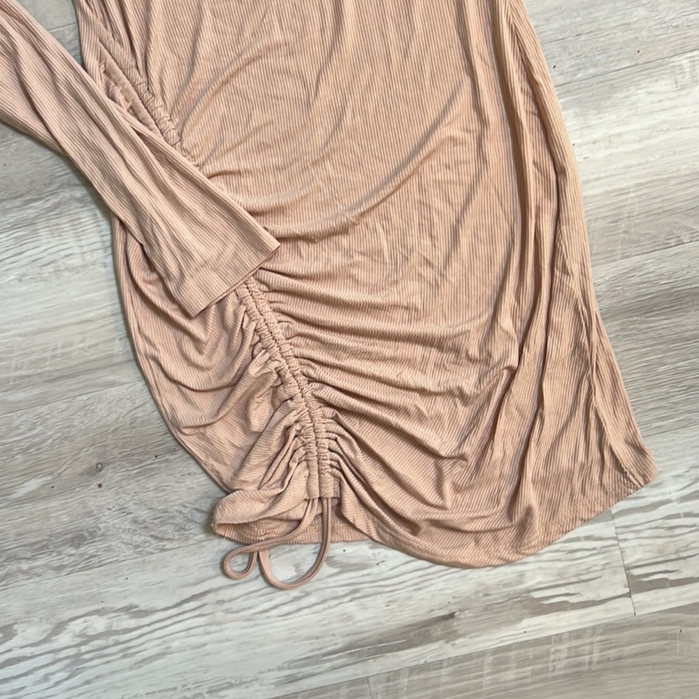 SHEIN Ribbed Long Sleeve Side Ruched Dress - Picture 2 of 3